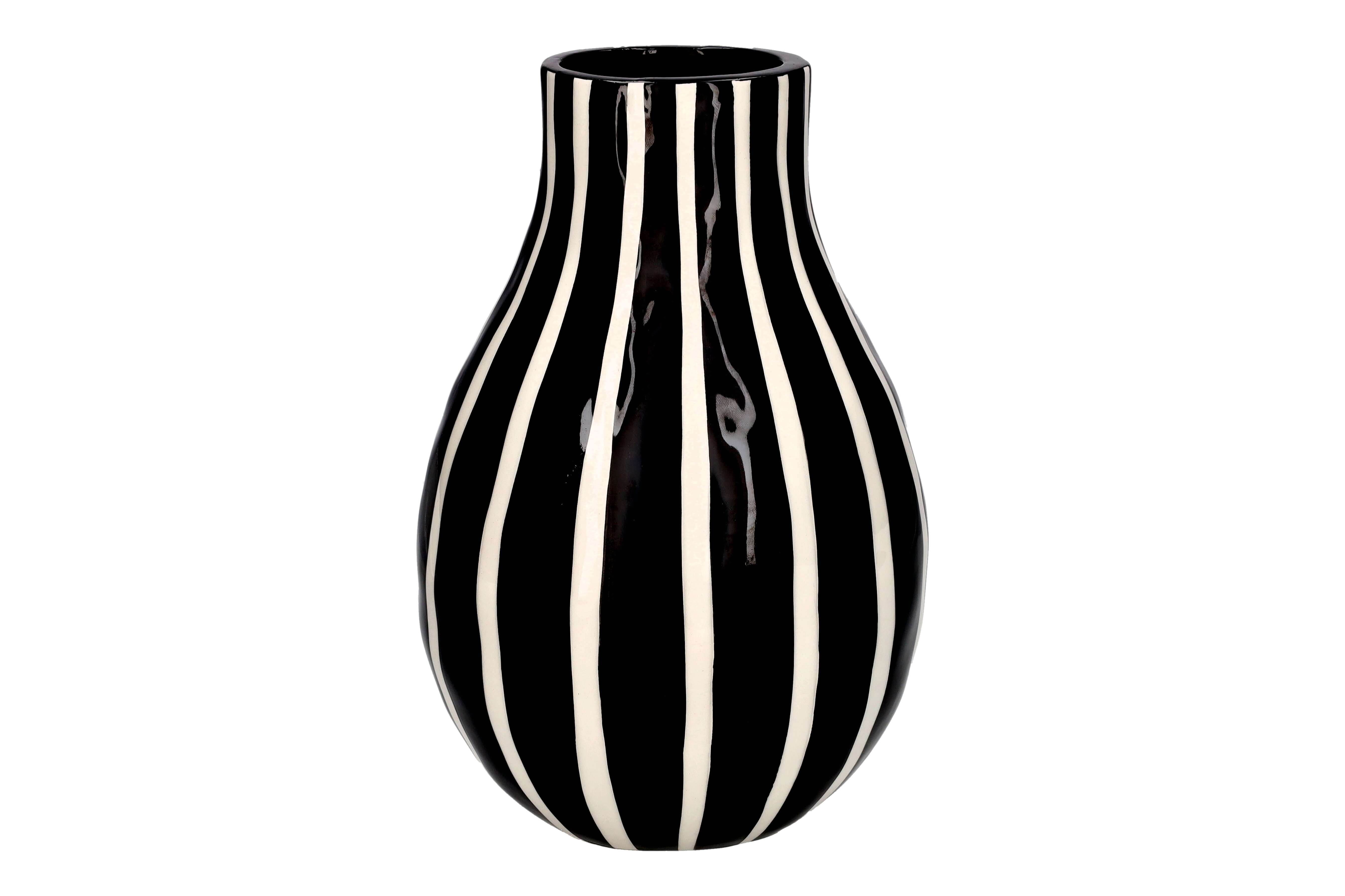 Artisan, Vase, Gestreift, L, schwarz/weiß
