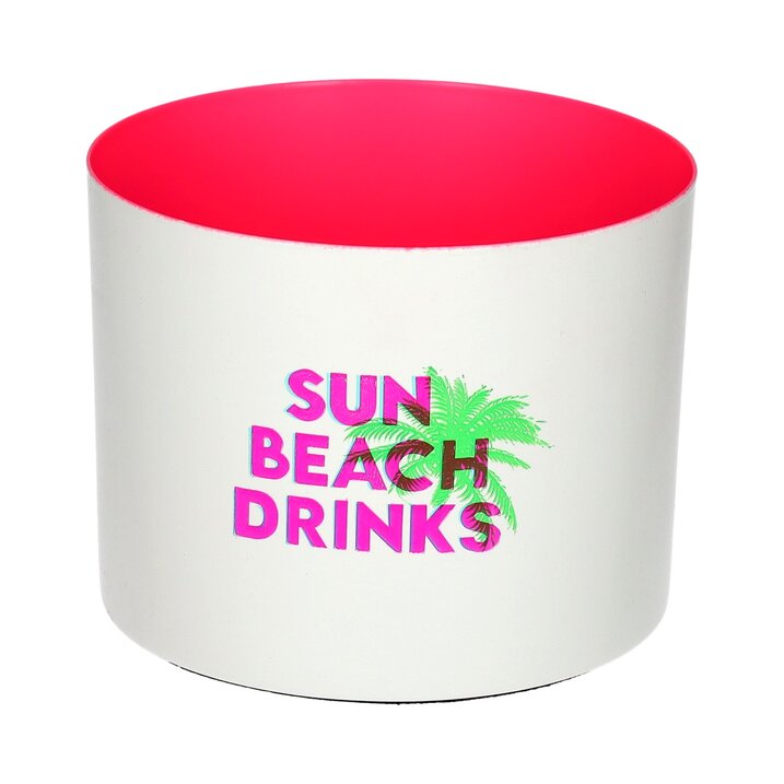Goa, Windlicht, Motiv: Sun, beach, drinks, weiß/neon pink