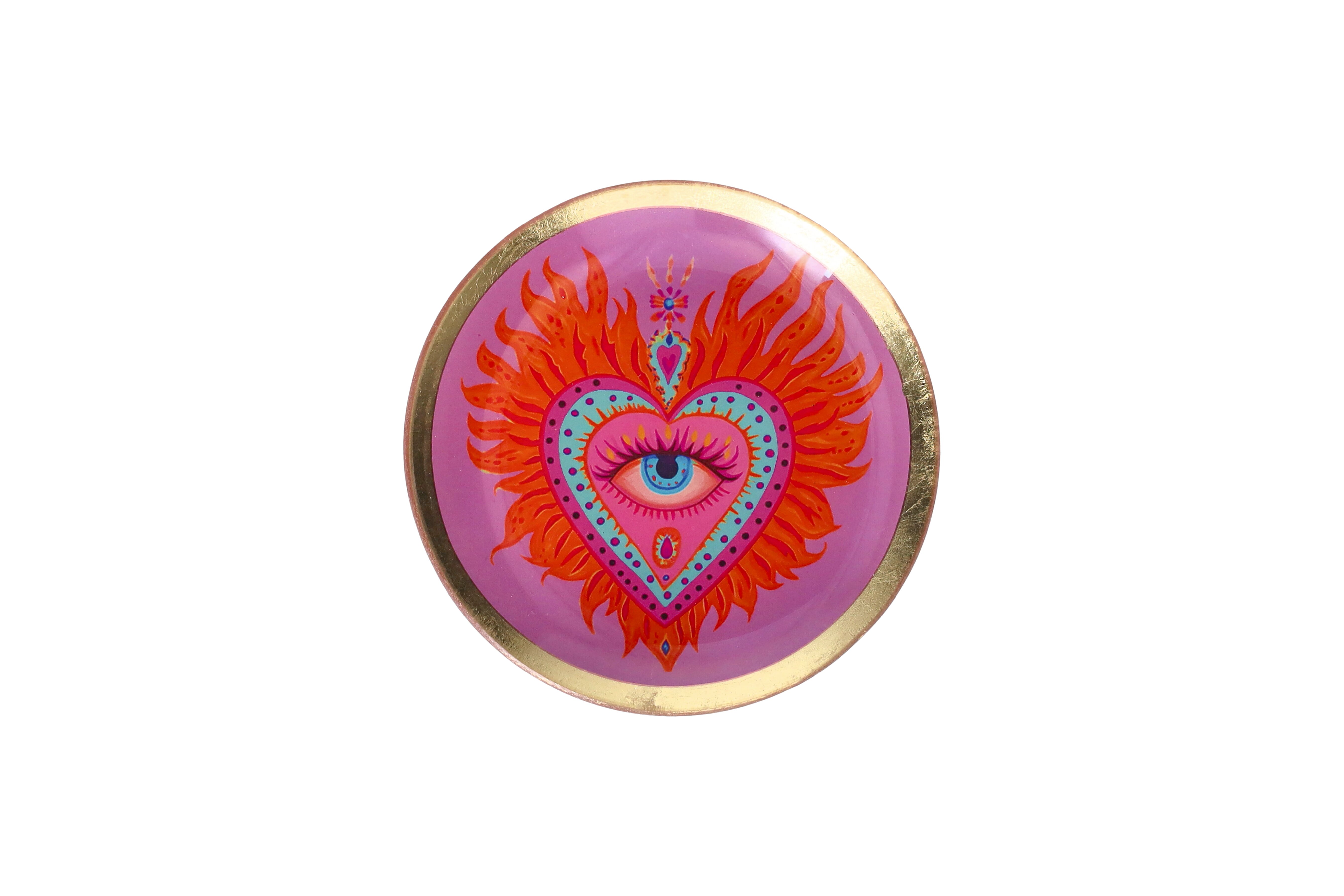 Love Plates, Glasteller M, Motiv: Heiliges Herz, rund, rosa