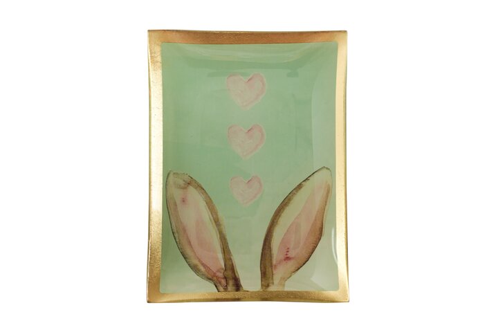 Love Plates, glassplate M, rabbit ears, light green