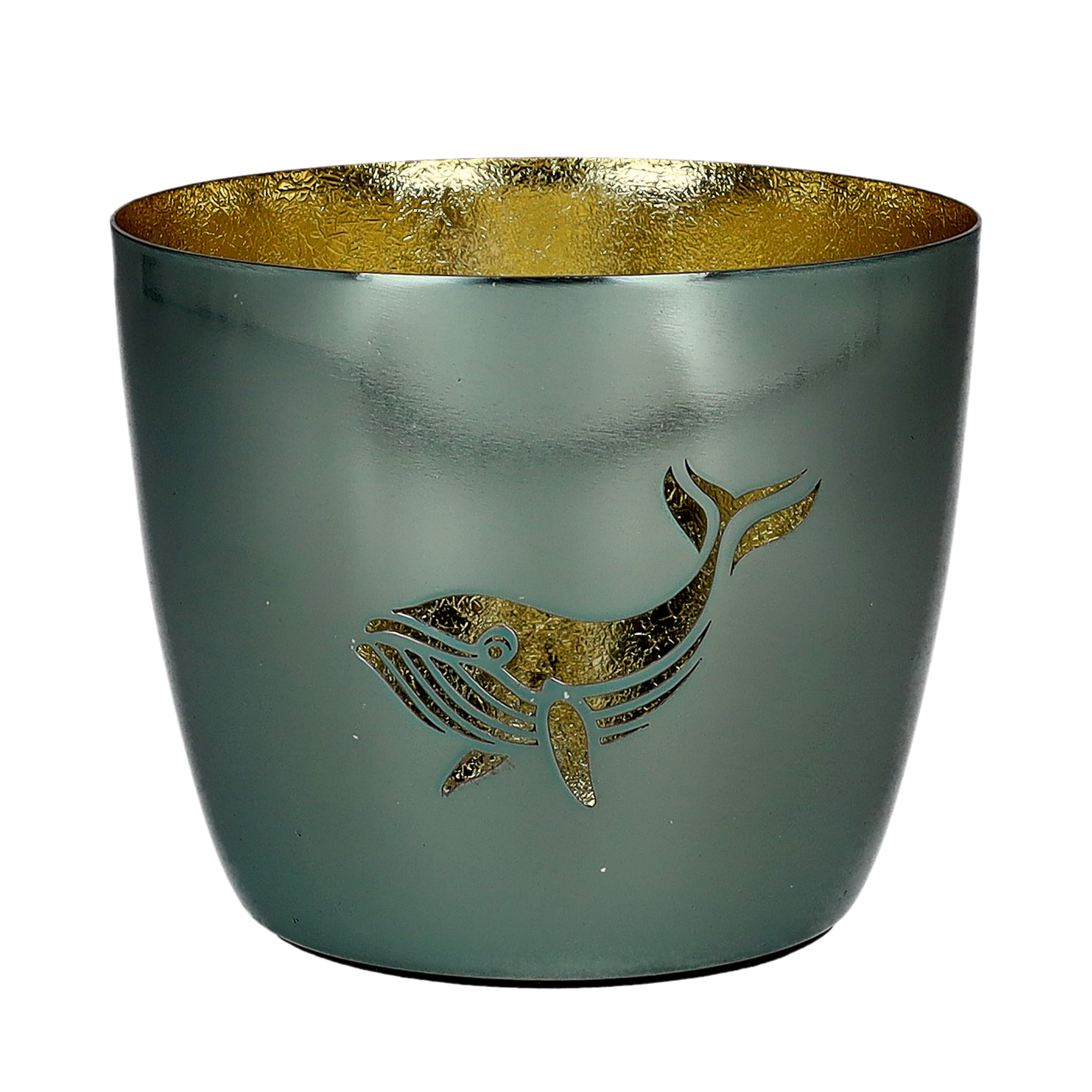 Madras, Windlicht, M, Motiv: Wal, hell grün/gold