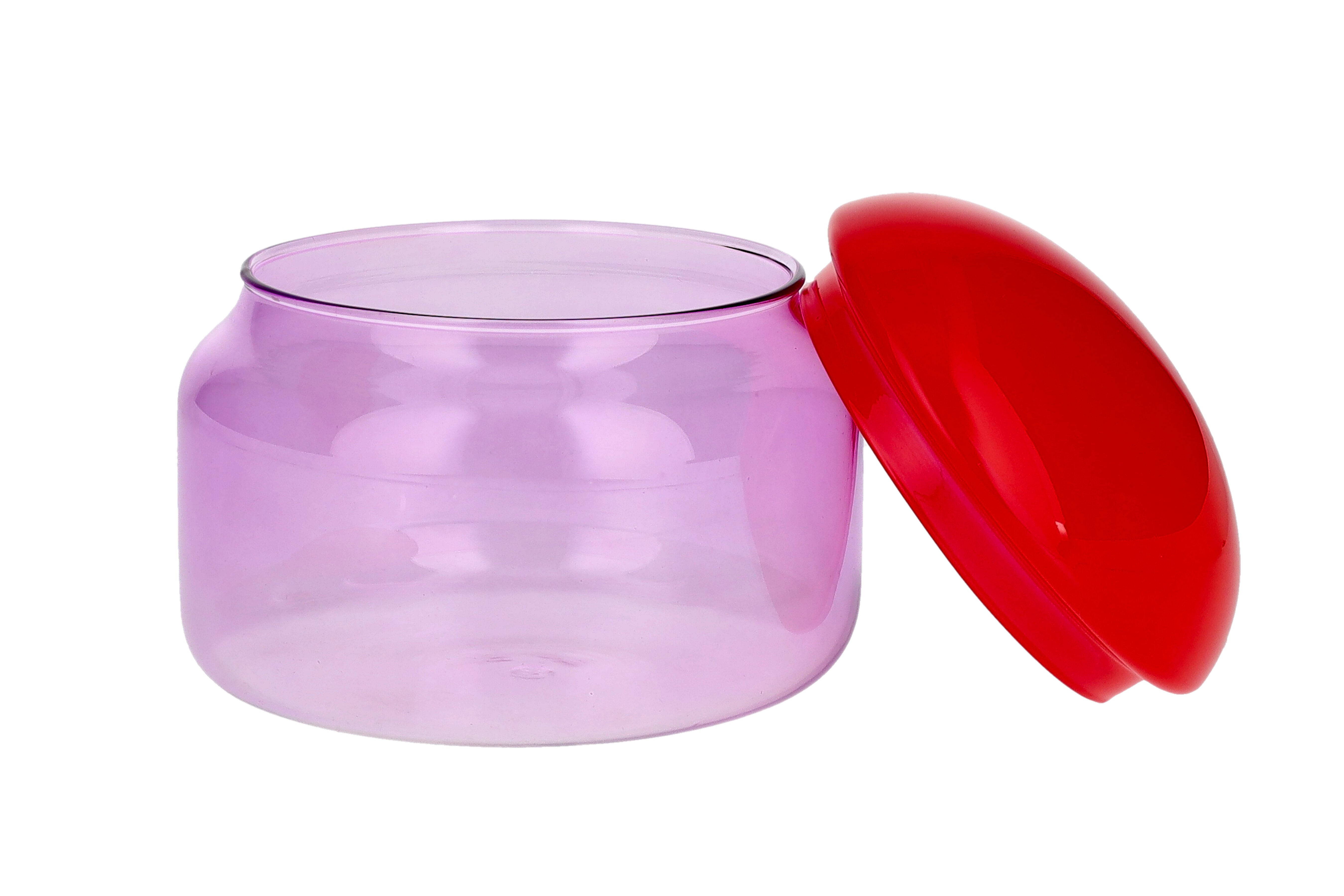 Voile, Glasdose, L, Borosilikatglas, rosa/rot gs