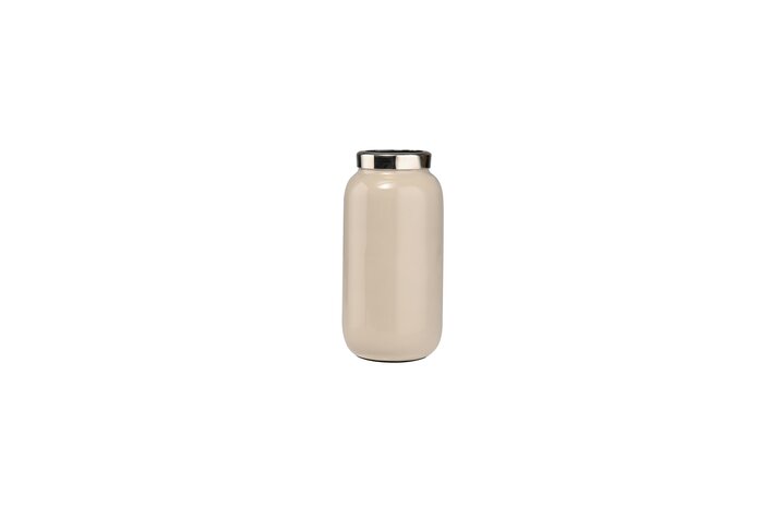 Saigon, minivase w metal ring (H9,5cm), sandstone/silver