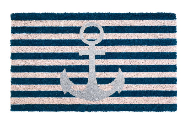 Fußmatte Glitzer, Anker blau gestreift