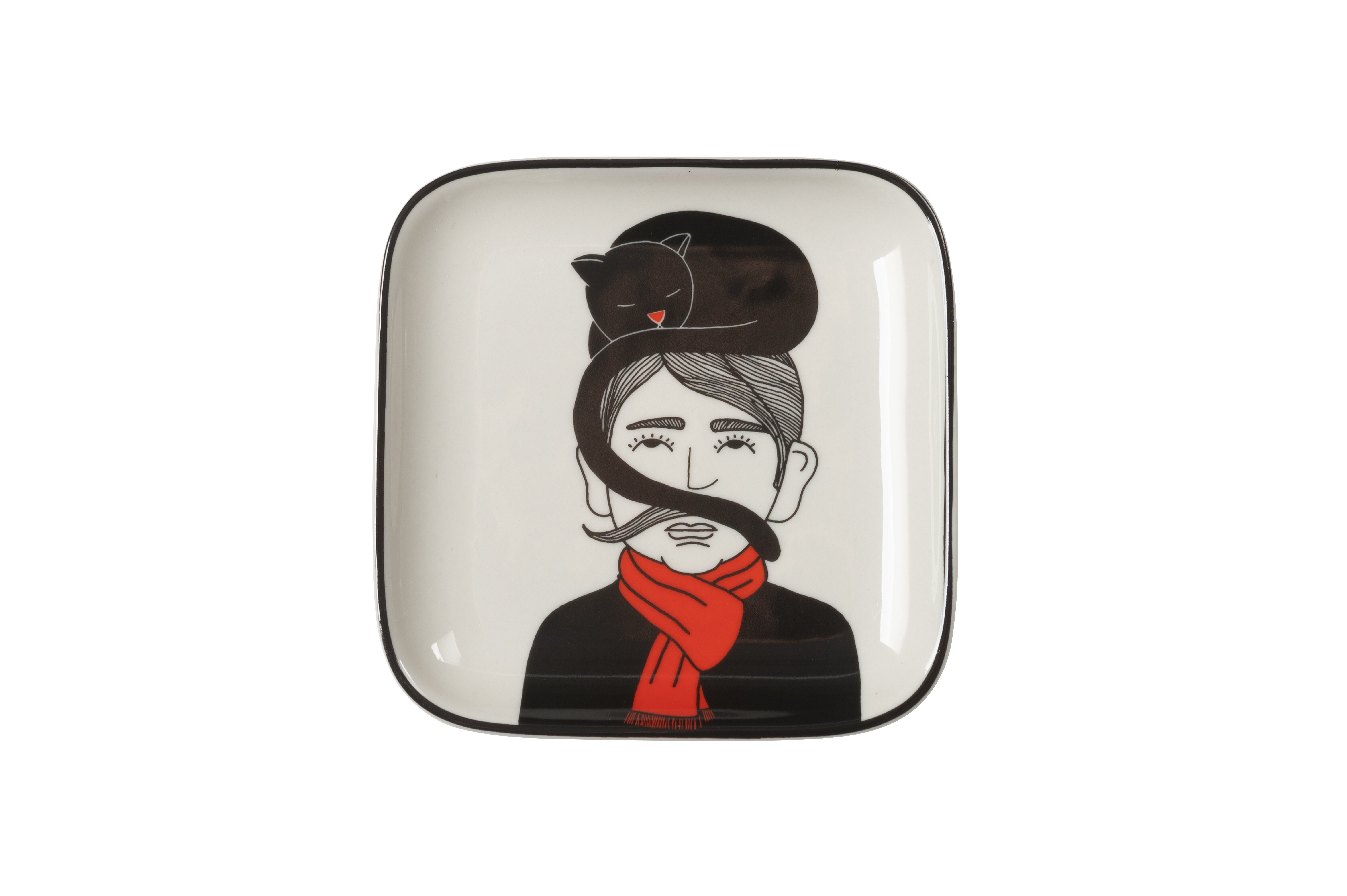 Love Plates, Deko-Teller S, Porzellan, Mann mit Katze, weiß