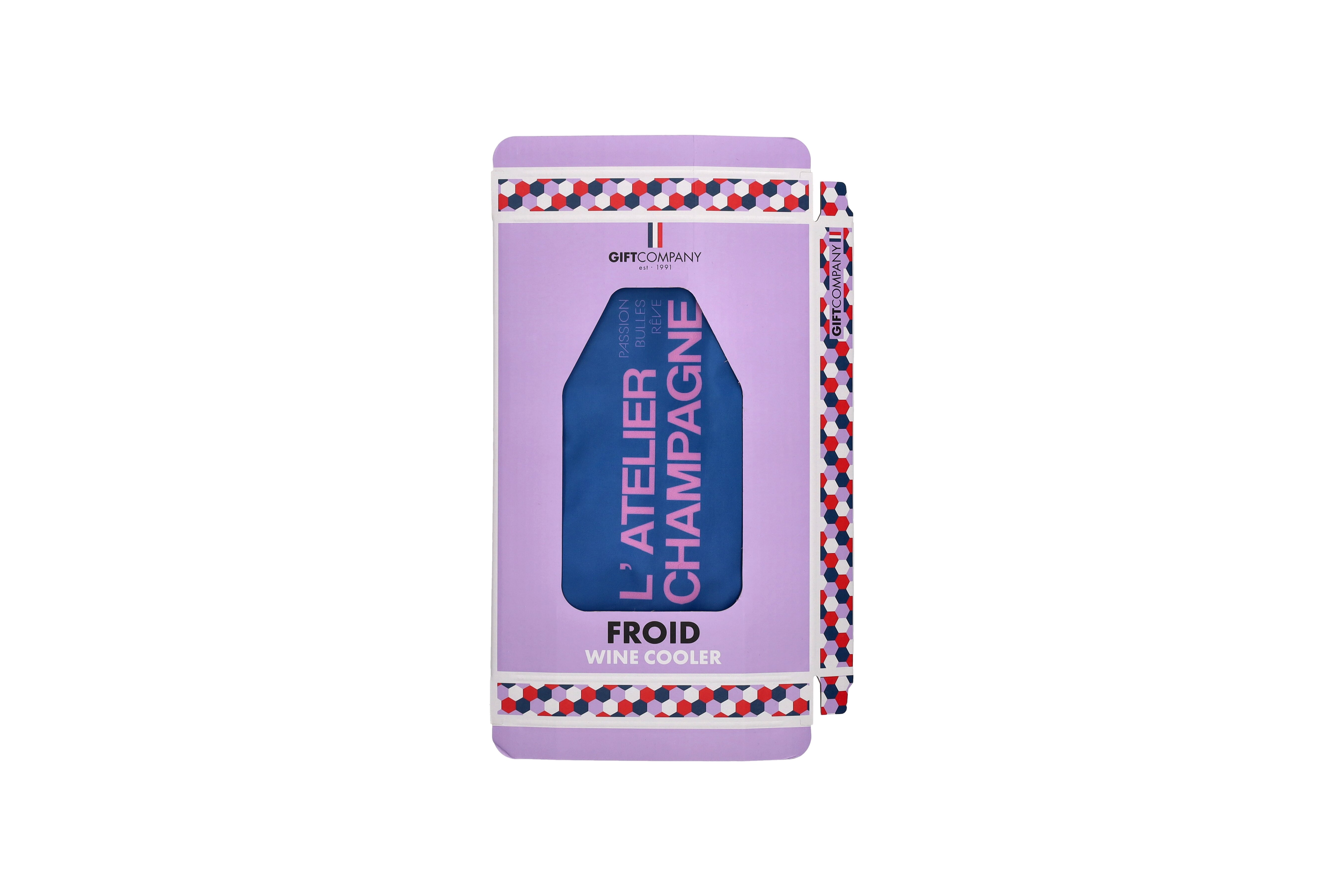 Froid, cooling sleeve, motive: L´atelier champagne, blue