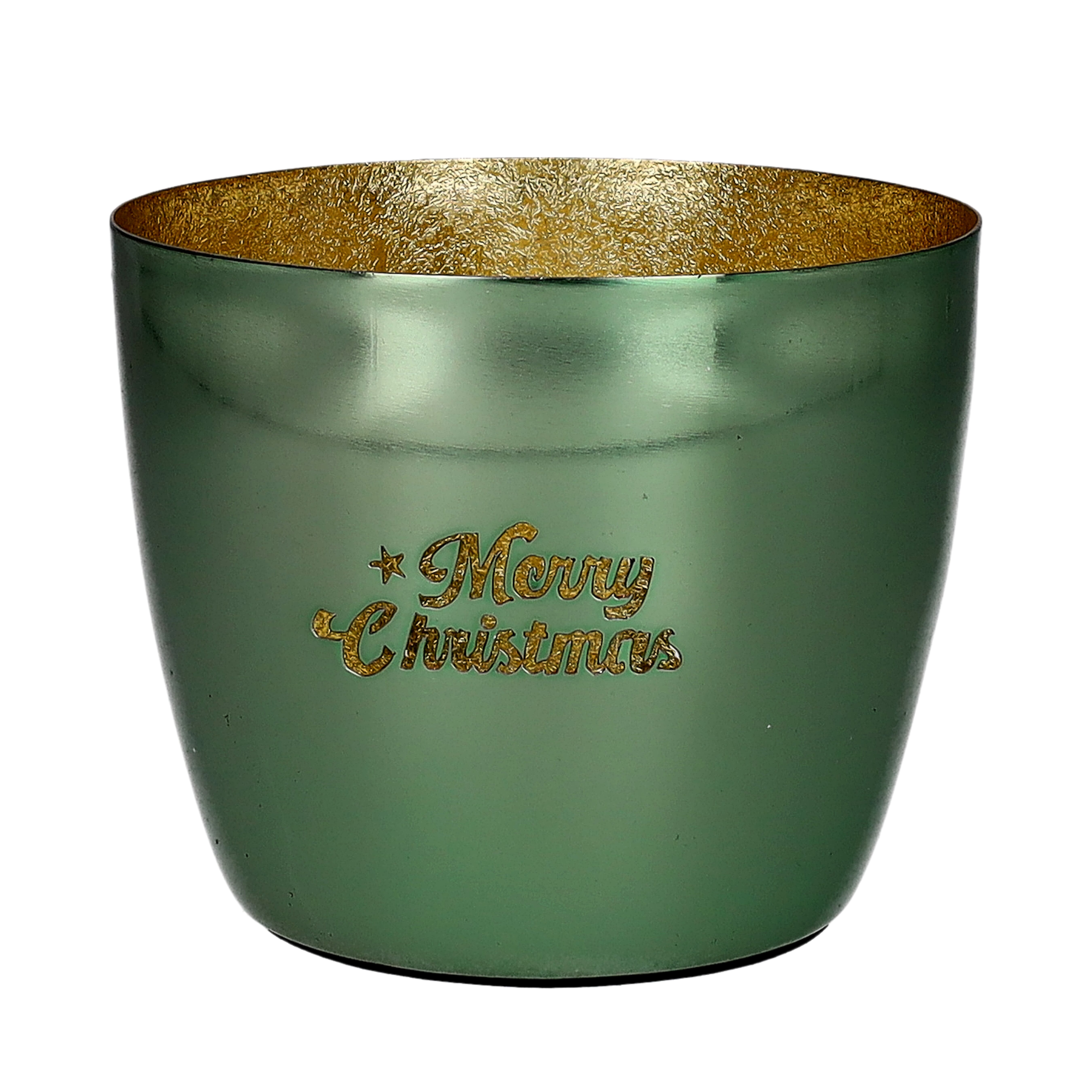 Madras, Windlicht, M, Motiv:Merry Christmas, hellgrün/gold