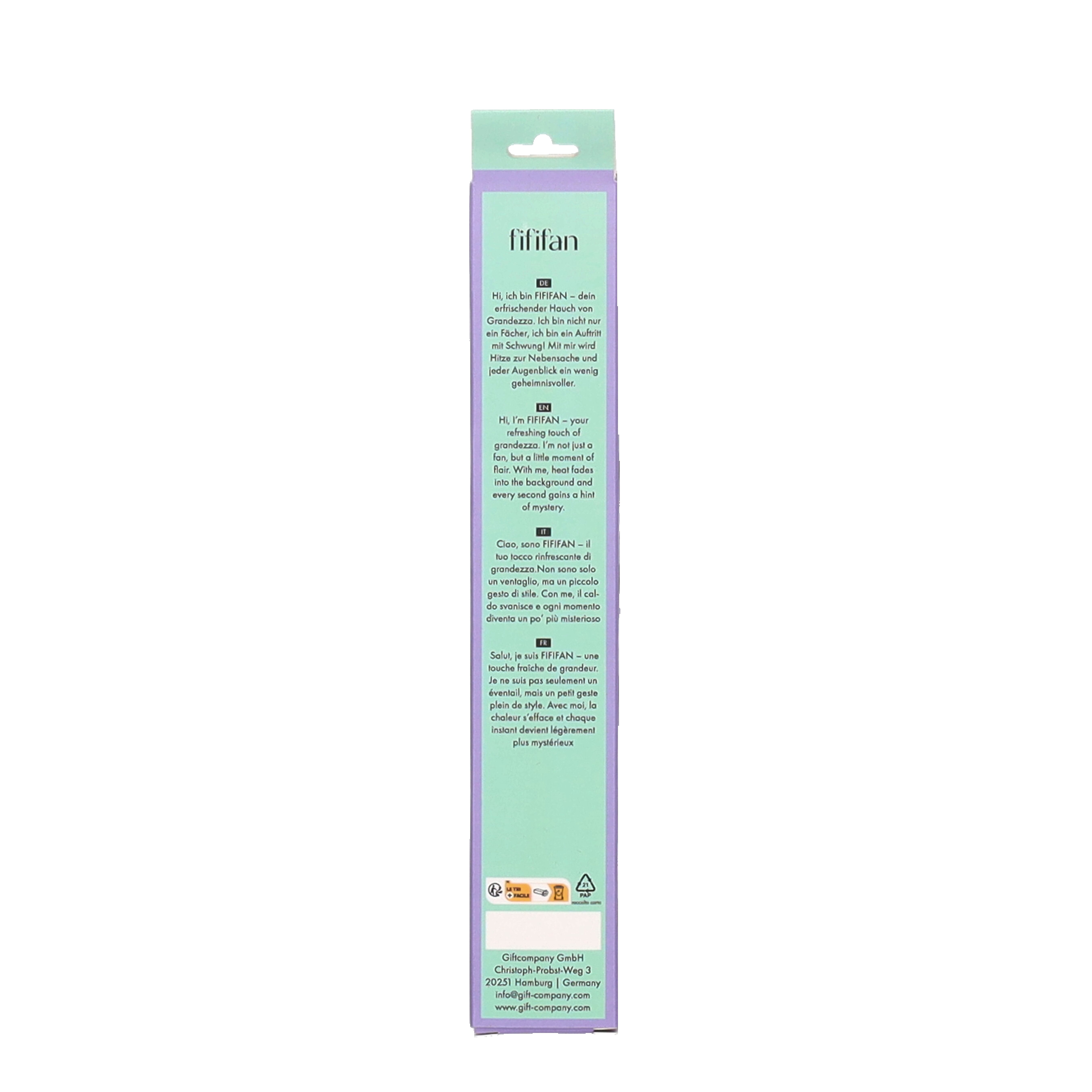 Fififan, Fan, 23cm, motive: smile, grey
