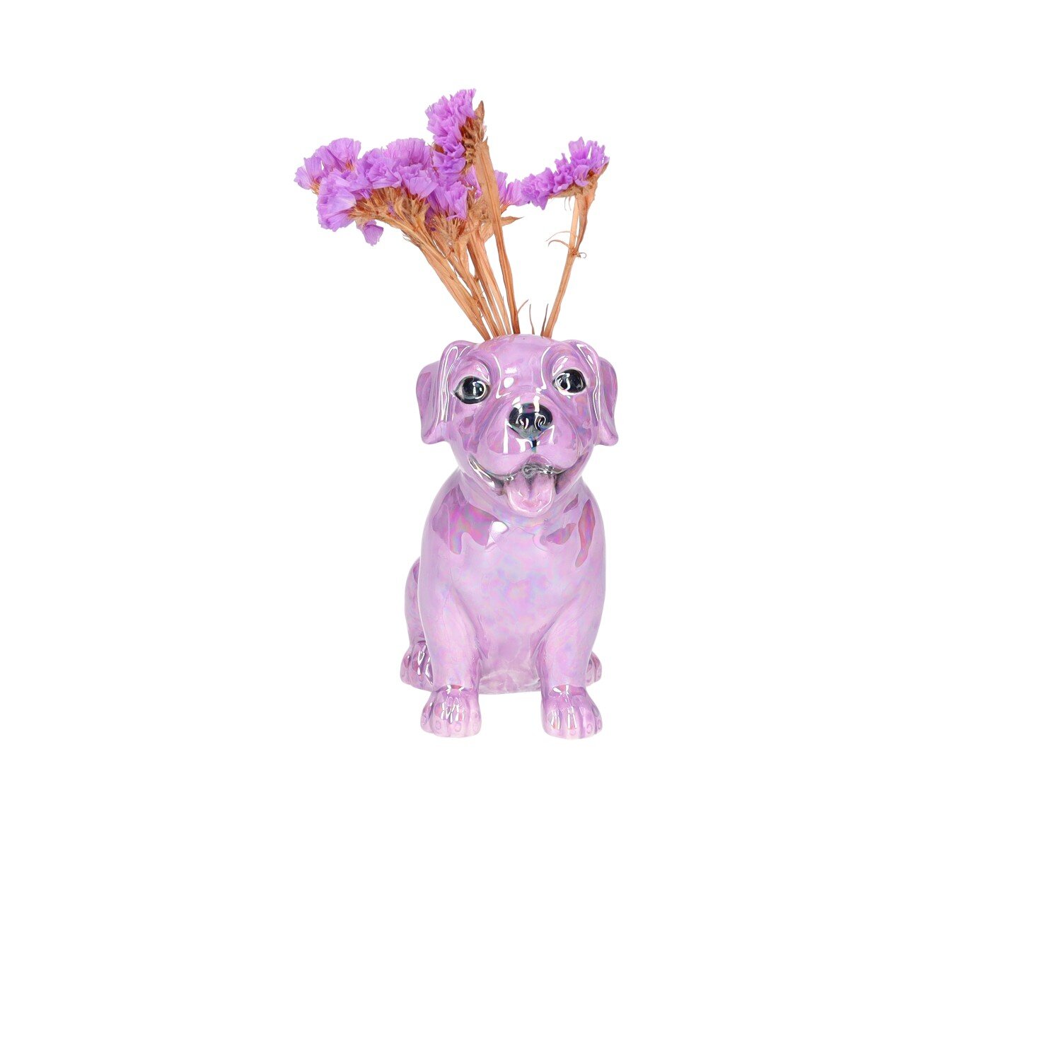 Mignon, Vase, Hund, 4fach sortiert, rosa/lila/gelb/dunkelrosa