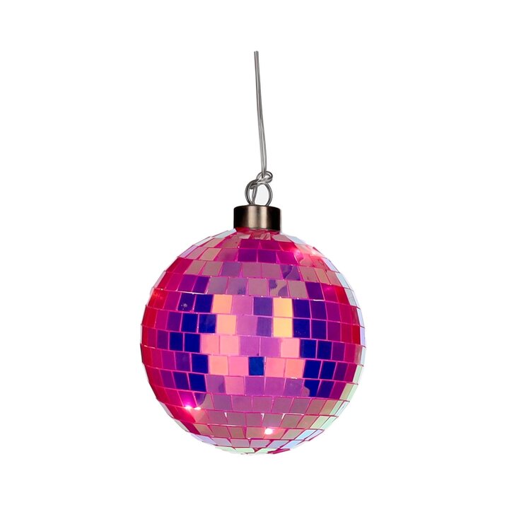 Disco, LED-Kugel, 10cm, neon pink
