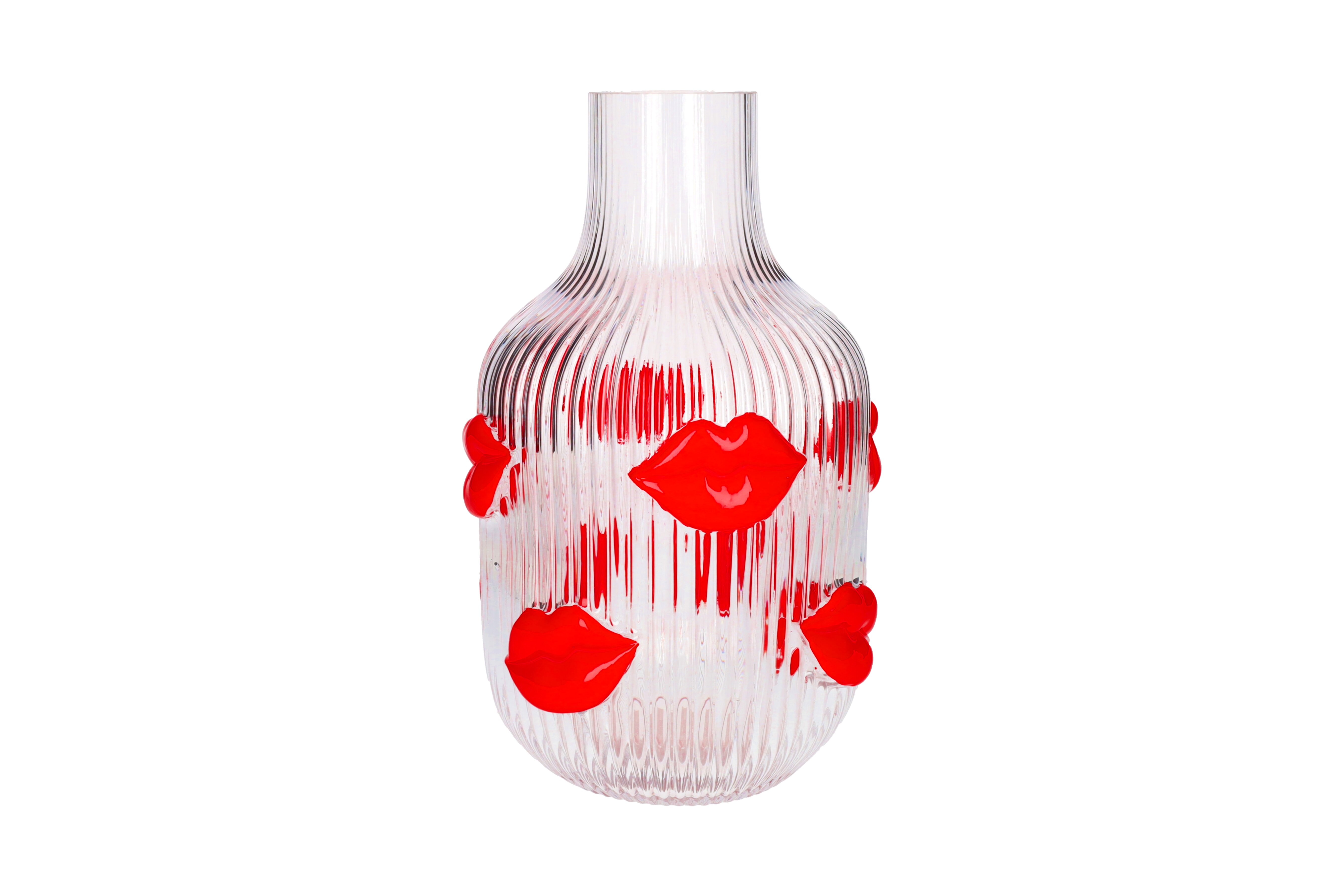 L´amour, Vase, H(30cm), Lippen, transparent