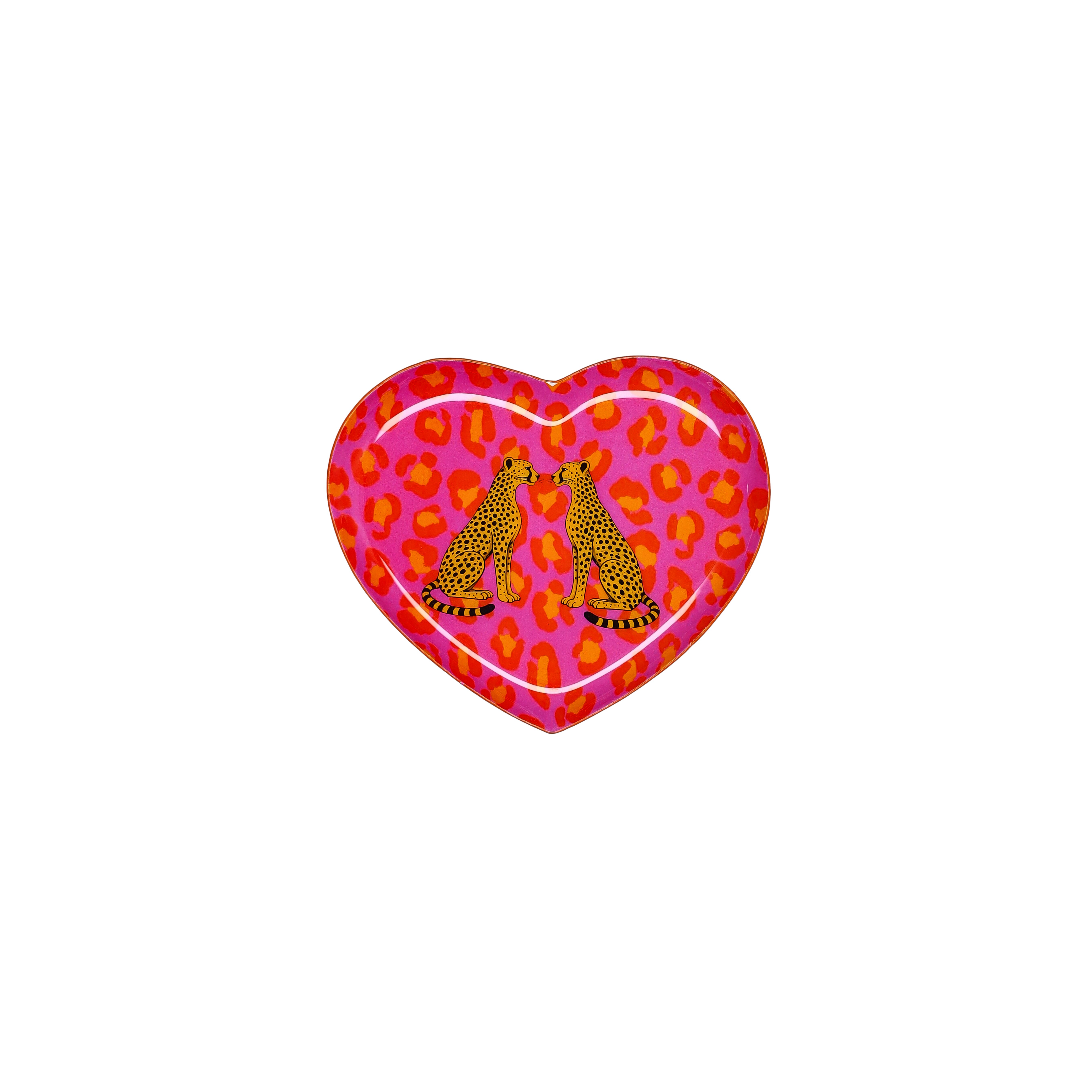 Love Trays, Dekotablett, XS,  Motiv: Leoparden, Herzform, mehrfarbig