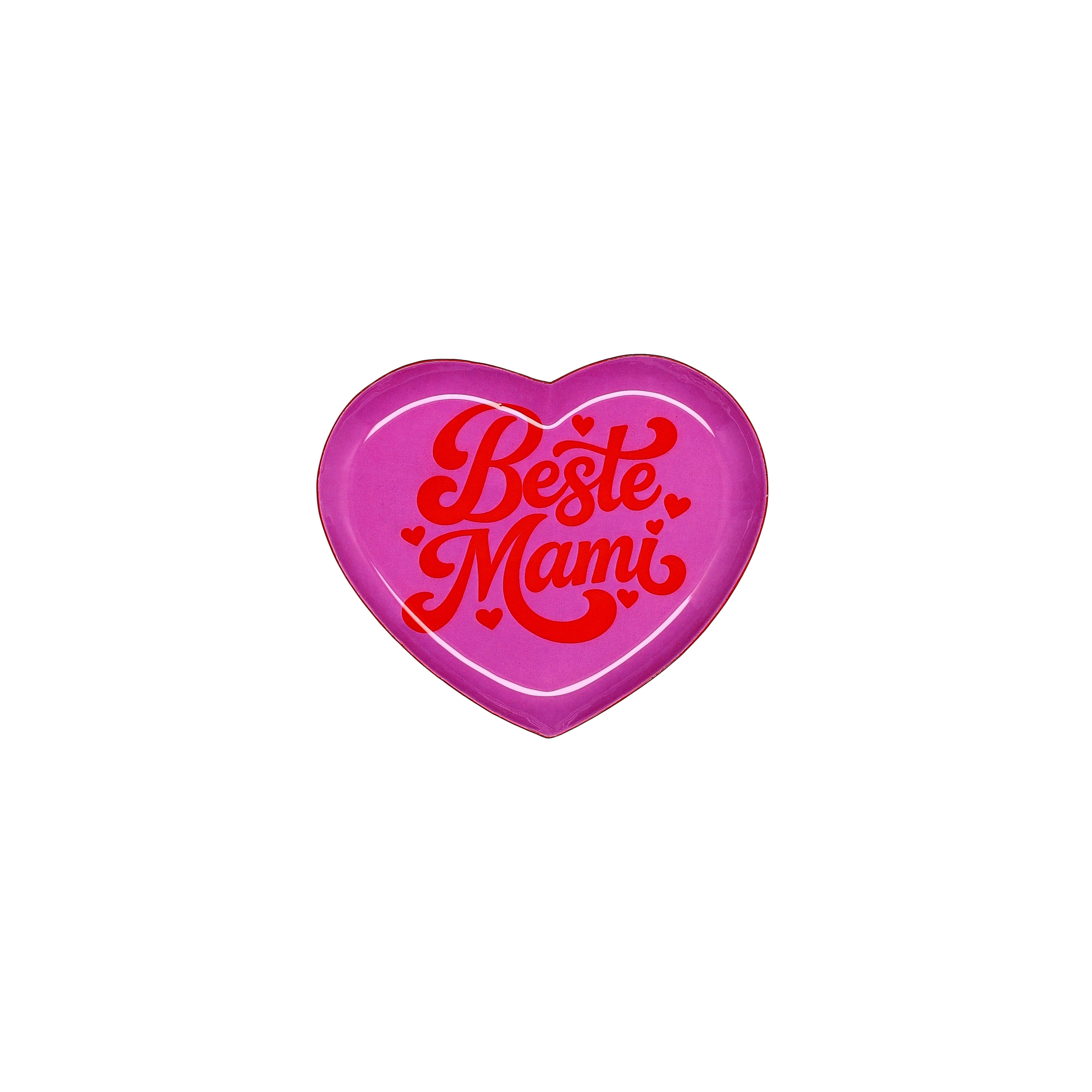 Love Trays, Dekotablett, XS,  Motiv: Beste Mami,  Herzform, rosa