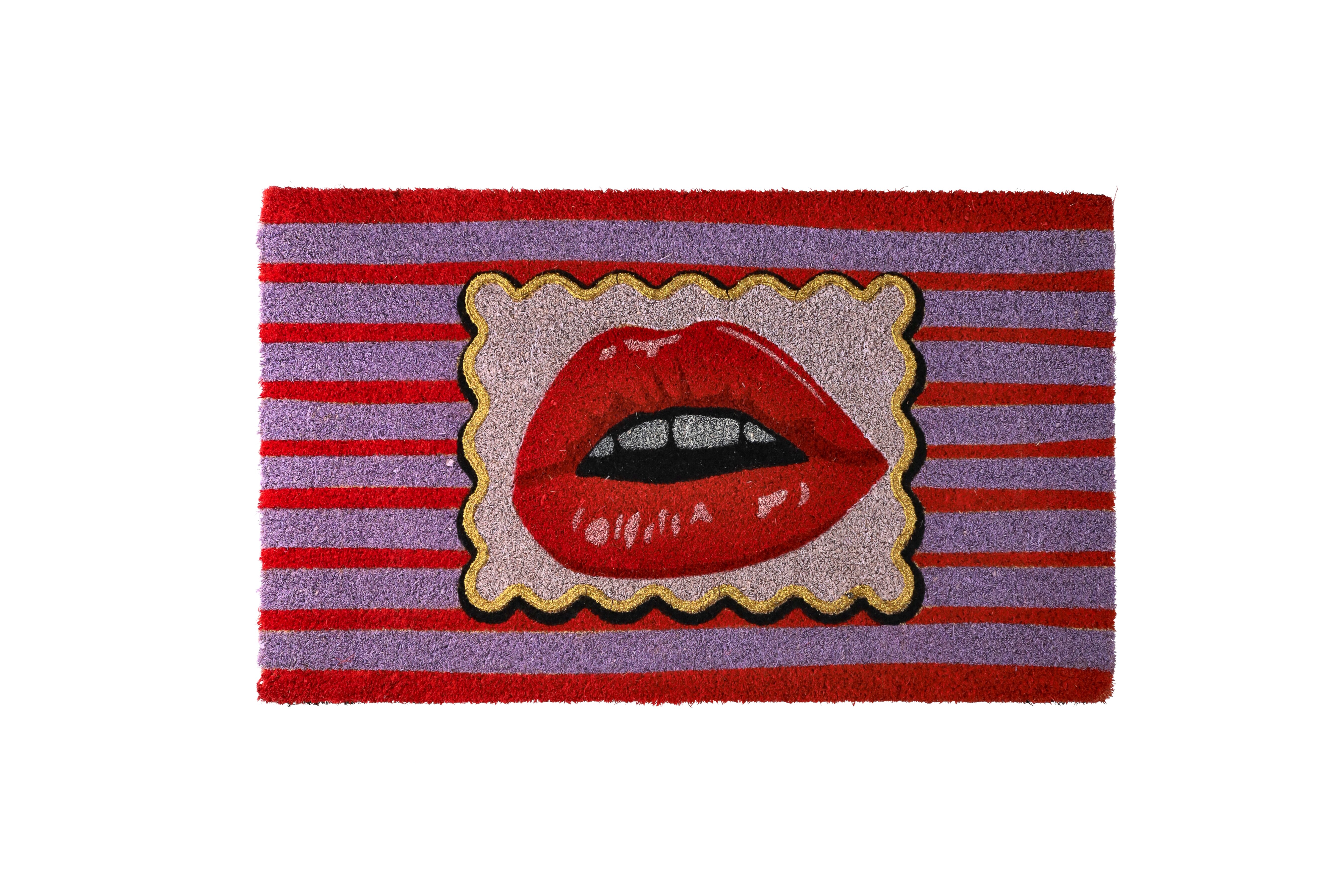 doormat, motive: lips, purple