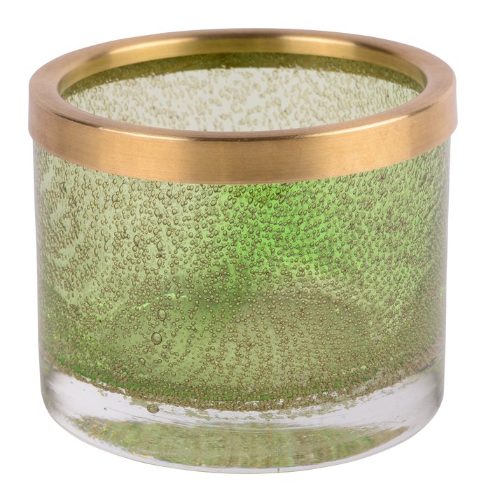 flagon, votive bubbles S w/golden rim, green, solid