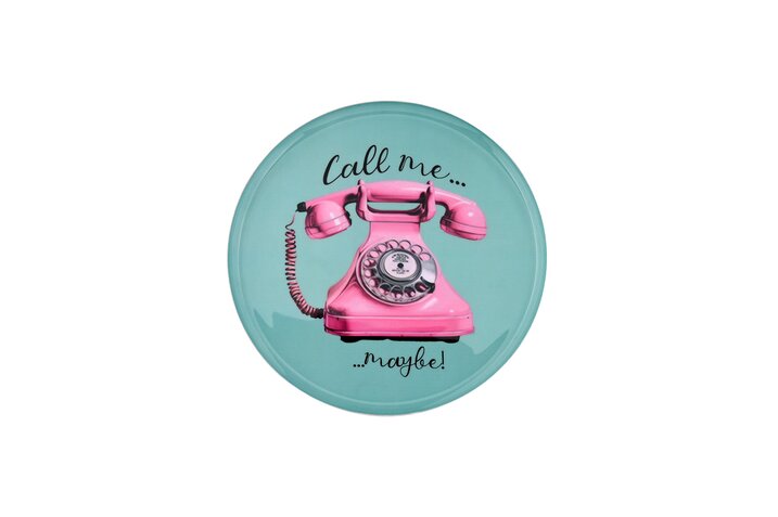 Love Trays, Dekotablett, M, Motiv: Telefon, rund, blau/pink