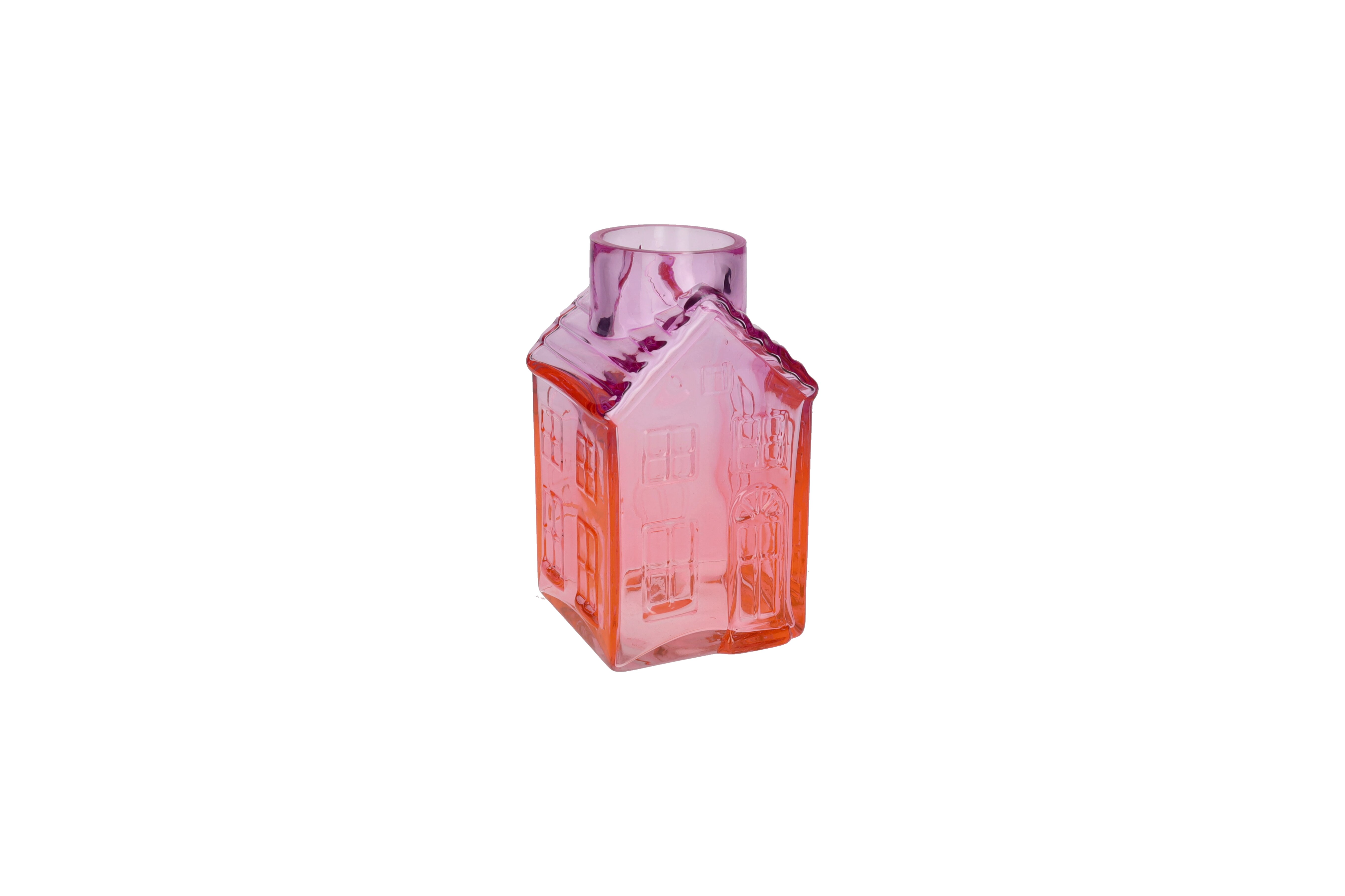 Jacquard, vase house (h21,5cm), pink, sprayed