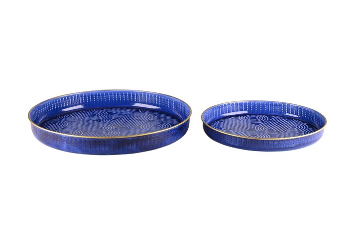 Atay, tray set of 2pcs., d35/45cm, metal, blue