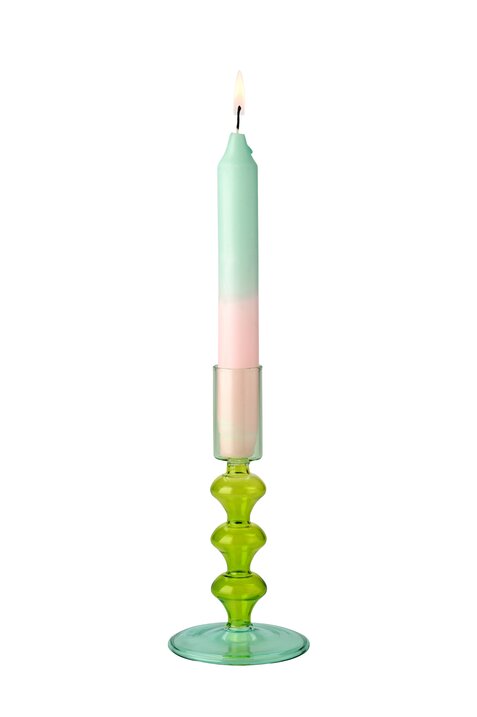 Voile, Kerzenhalter, H15cm, Borosilikatglas, mint/grün/blau, gs