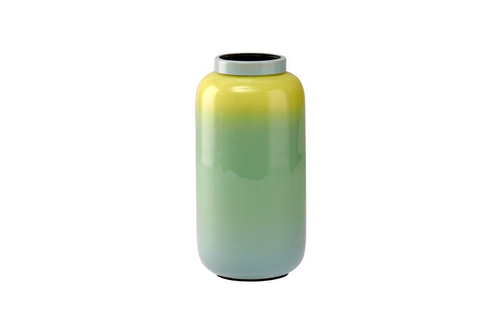 Saigon, Vase mit Metallring, XS( H18cm), Farbverlauf,  gelb/grün/blau