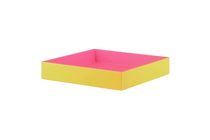 Spa, Tablett, S, quadratisch (19x19x3,5cm), 2 farbig, shiny gelb/matt pink