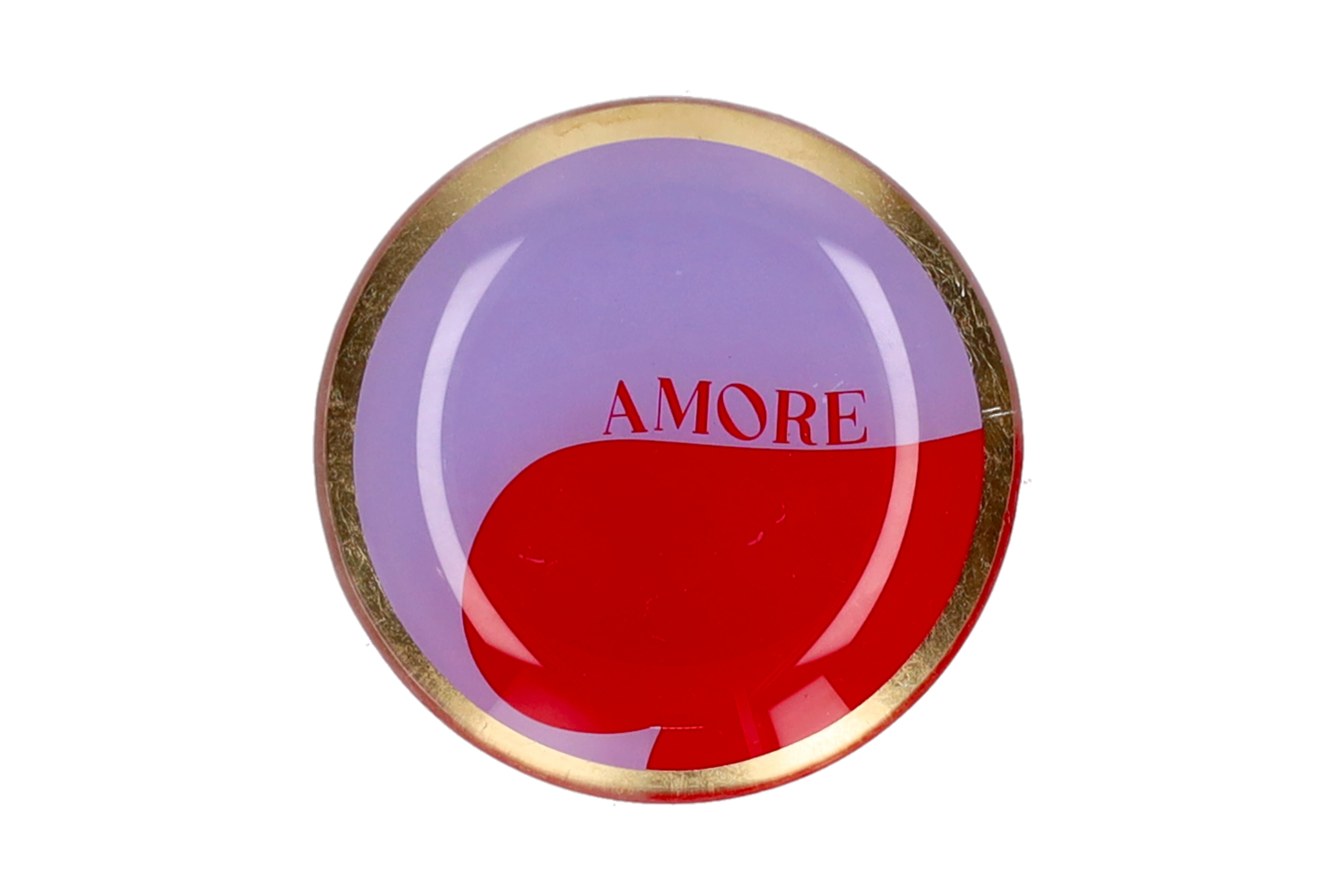 Love Plates, Glasteller S, Motiv: Amore, rund, lila/rot