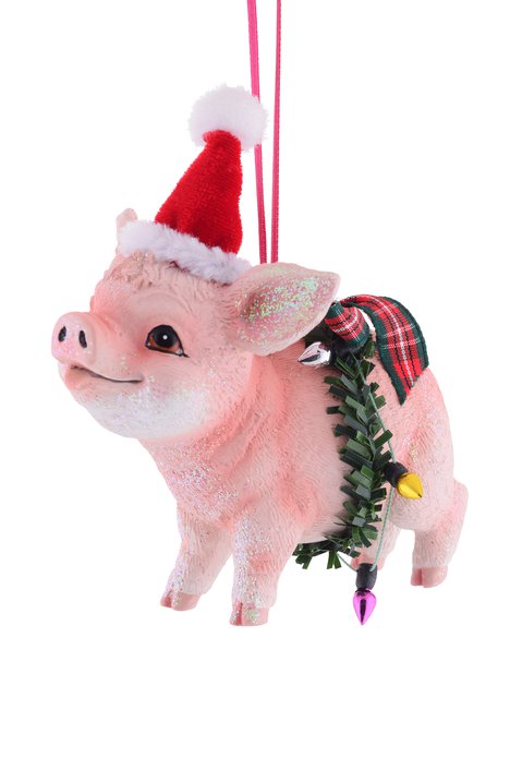 Hänger Schwein mit Weihnachtsmütze