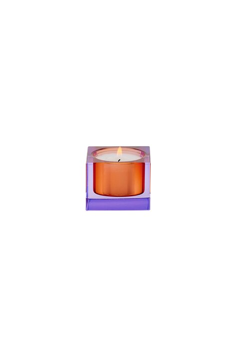Sari, Kristallglas, Teelichthalter XS(H3,7cm), lila/orange, gs