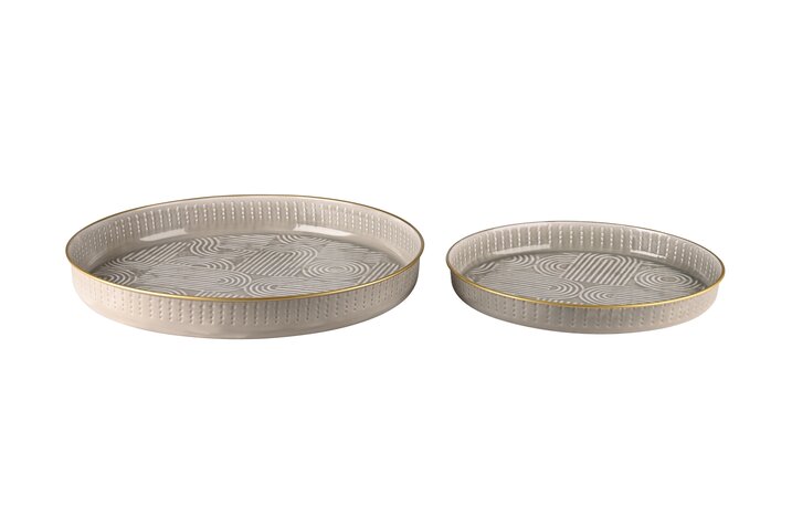 Atay, tray set of 2pcs., d35/45cm, metal, gray