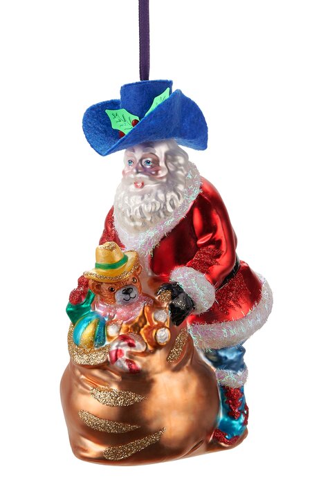 Hänger Cowboy Santa mit Geschenken, mehrfarbig