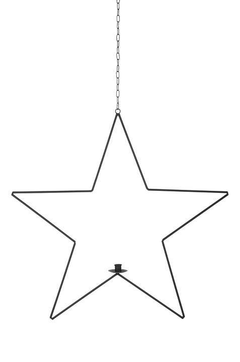 candle holder with chain, star, black