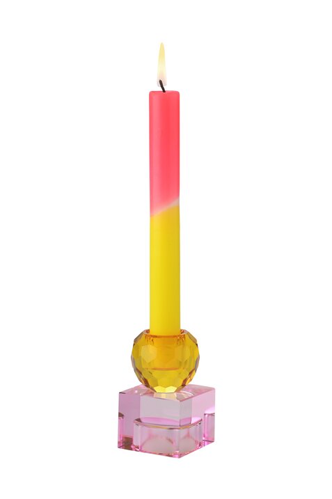 Sari, Kristallglas, Kerzenhalter/Teelichthalter, Kugel/Cube, orange/hellrosa, gs
