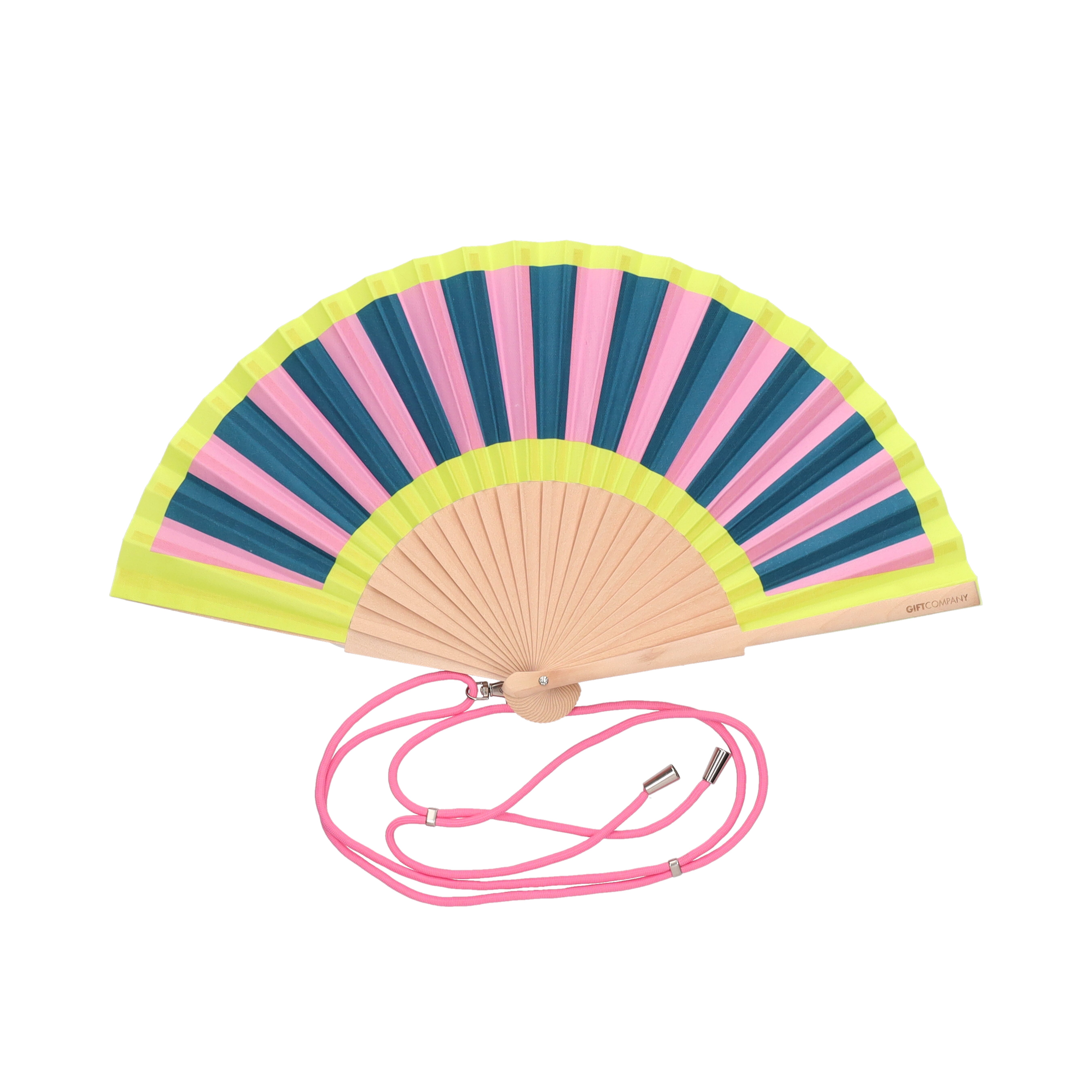Fififan, Fan, 23cm, motive: Stripes, pink, petrol, yellow