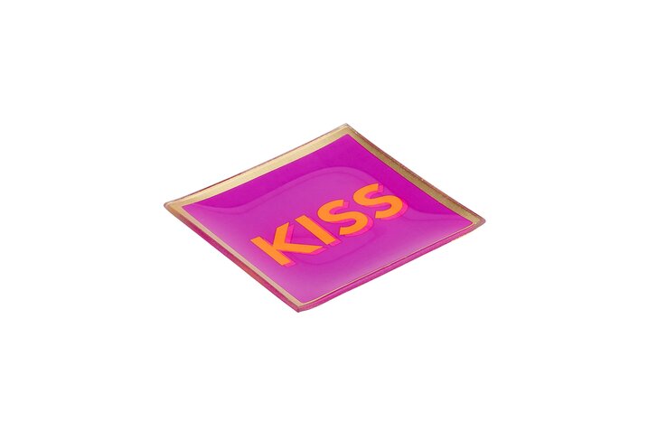 Love Plates, Glasteller S, Kiss,  fuchsia