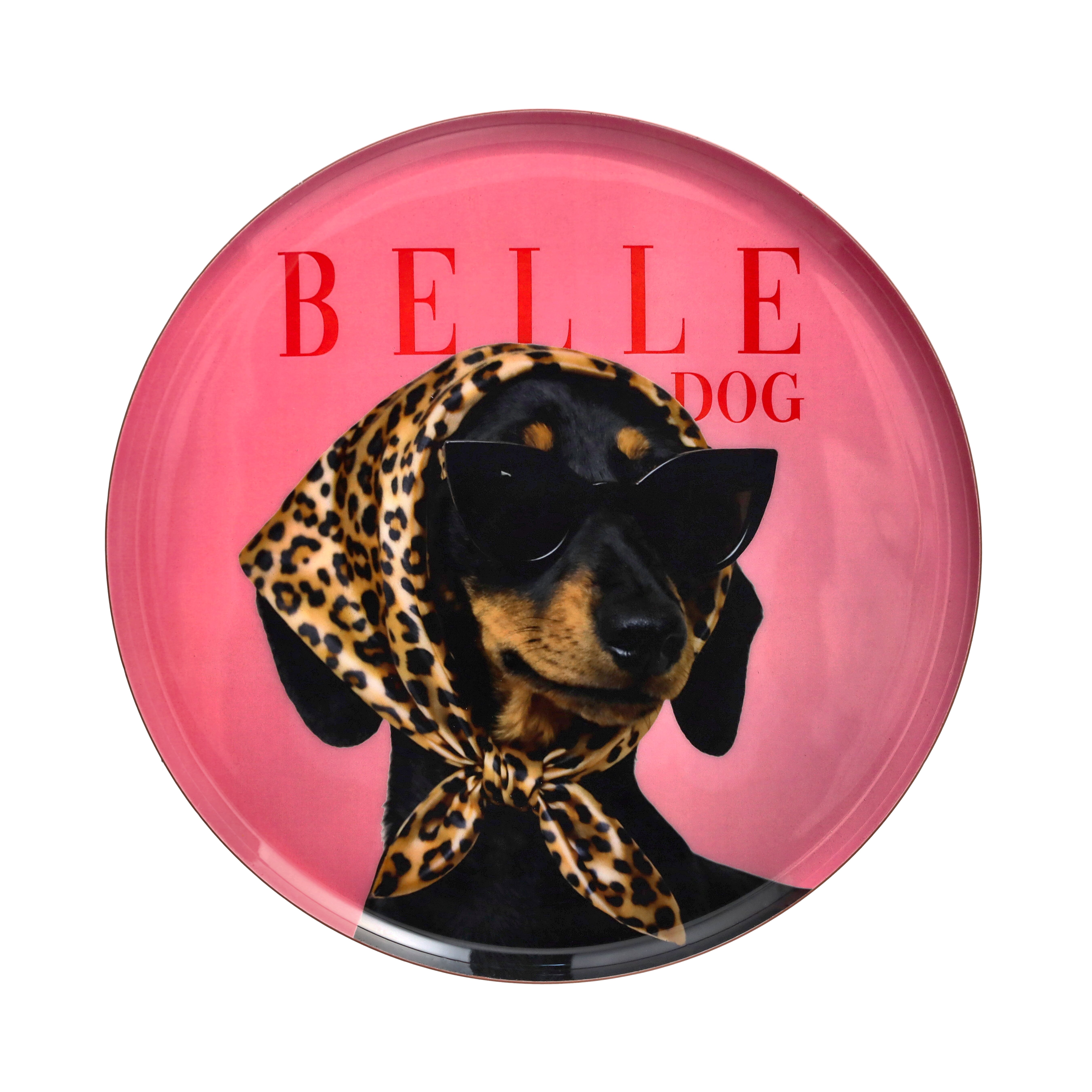 Love Trays, Dekotablett, M  Motiv: Bellle dog, rund, Koralle