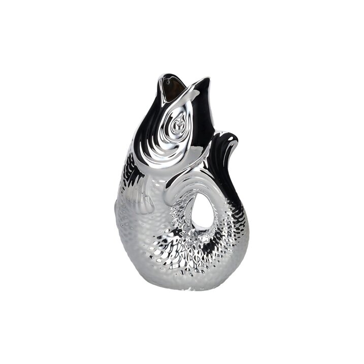 Monsieur Carafon, Fisch, Vase, S, silber, 1,2 Liter