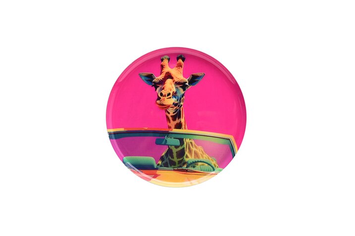 Love Trays, Dekotablett, XS, Motiv: Giraffe, rund, pink