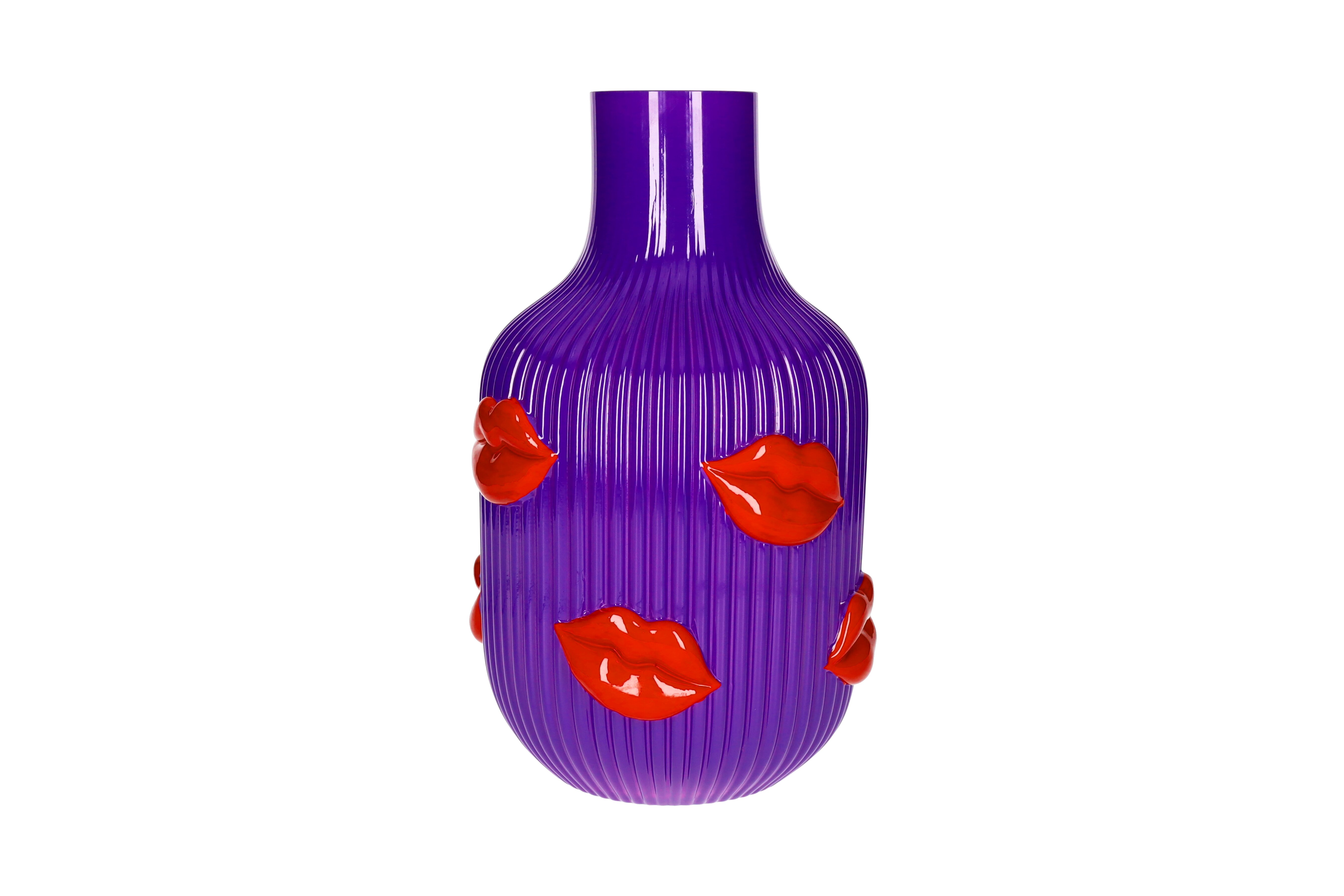 L´amour, Vase, H(30cm), Lippen, lila, gs