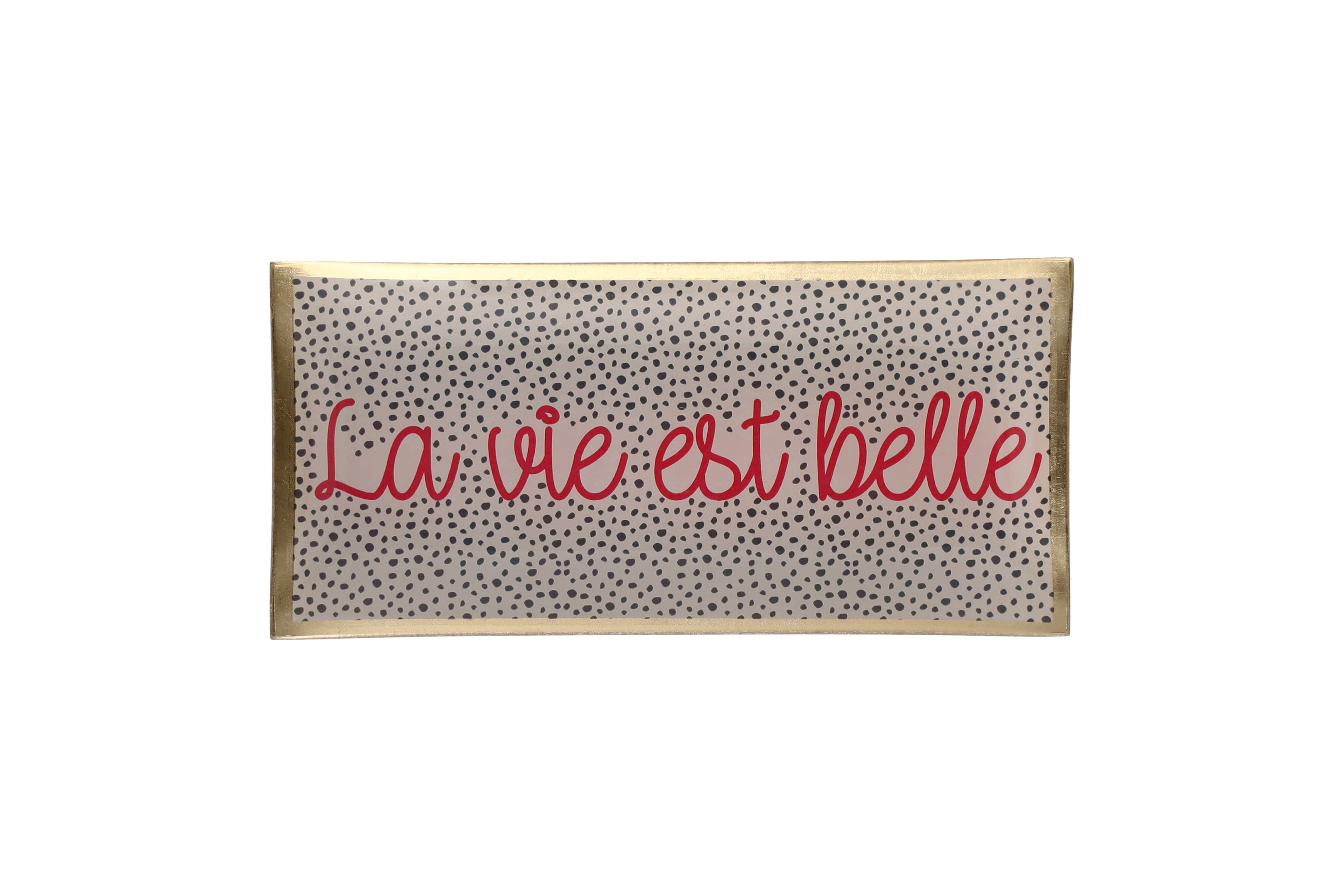 Love Plates, Glasteller L, Motiv: La vie est belle, beige