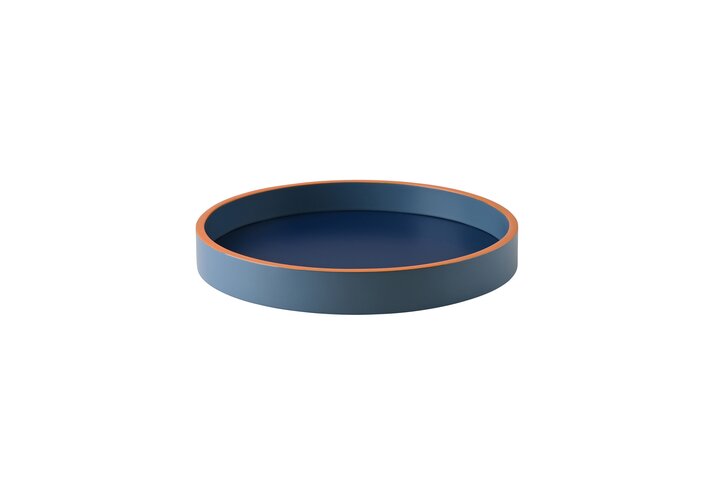Spa, Tablett, S, rund (20x2,5x20cm), 3 farbig, dunkelblau/rauchblau/orange