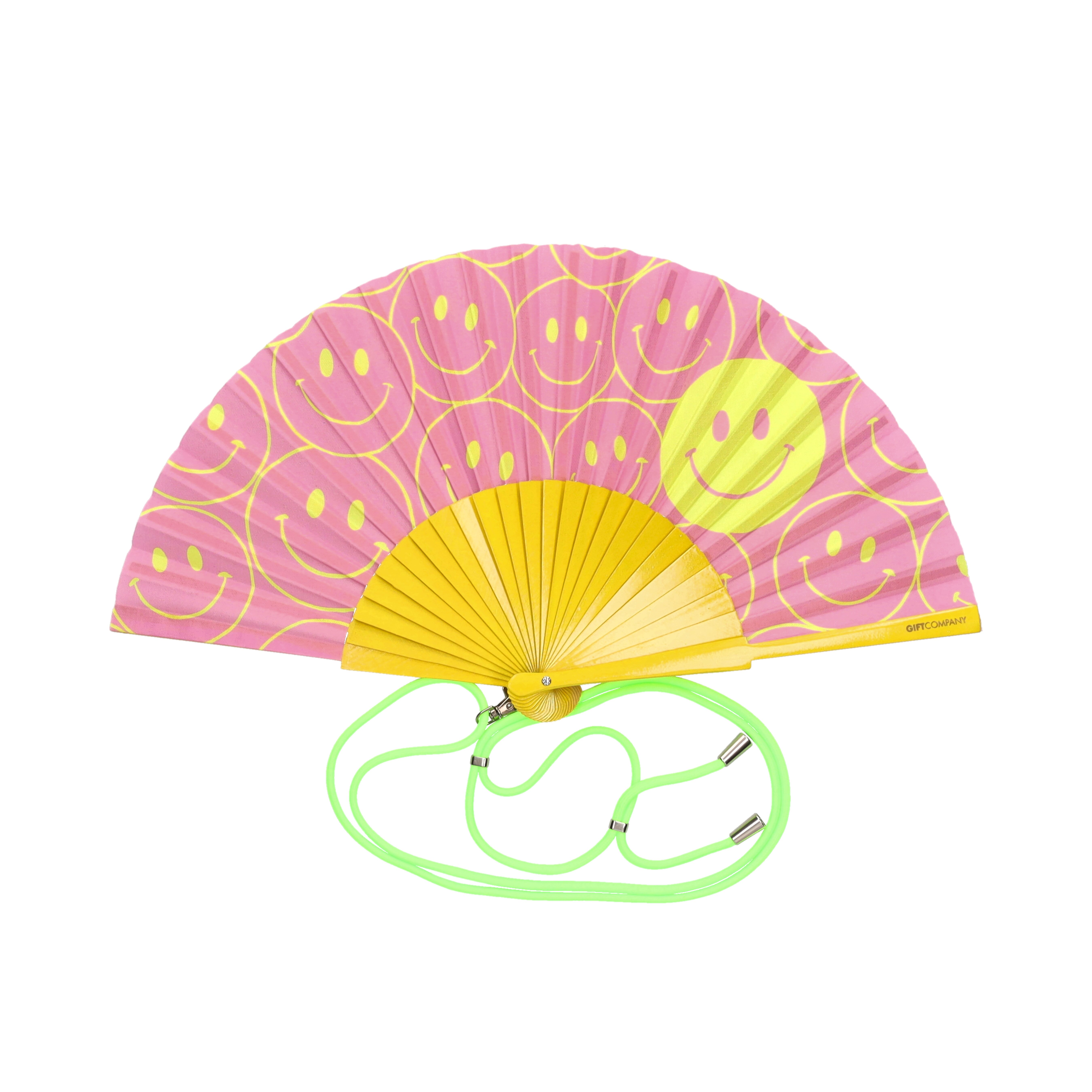 Fififan, Fan, 23cm, motive: Smile, pink/yellow