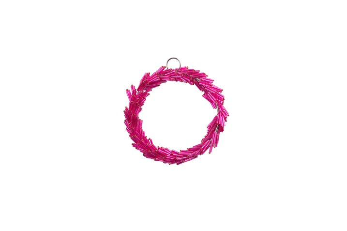 Hey, wreath, 10x10cm, beads, pink/red