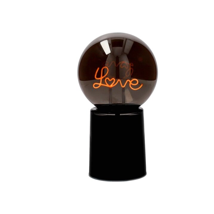 Glowmance, LED-Leuchtkugel, Neonlicht, Motiv: Love, schwarz