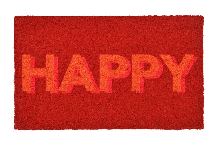 doormat, happy, neon, rot