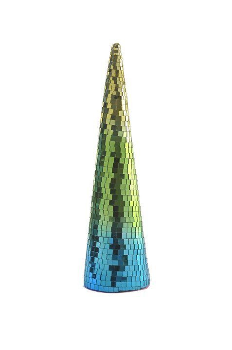  Seoul, Weihnachtsbaum, H37cm, Konus, mit Spiegelpailletten, grün/blau