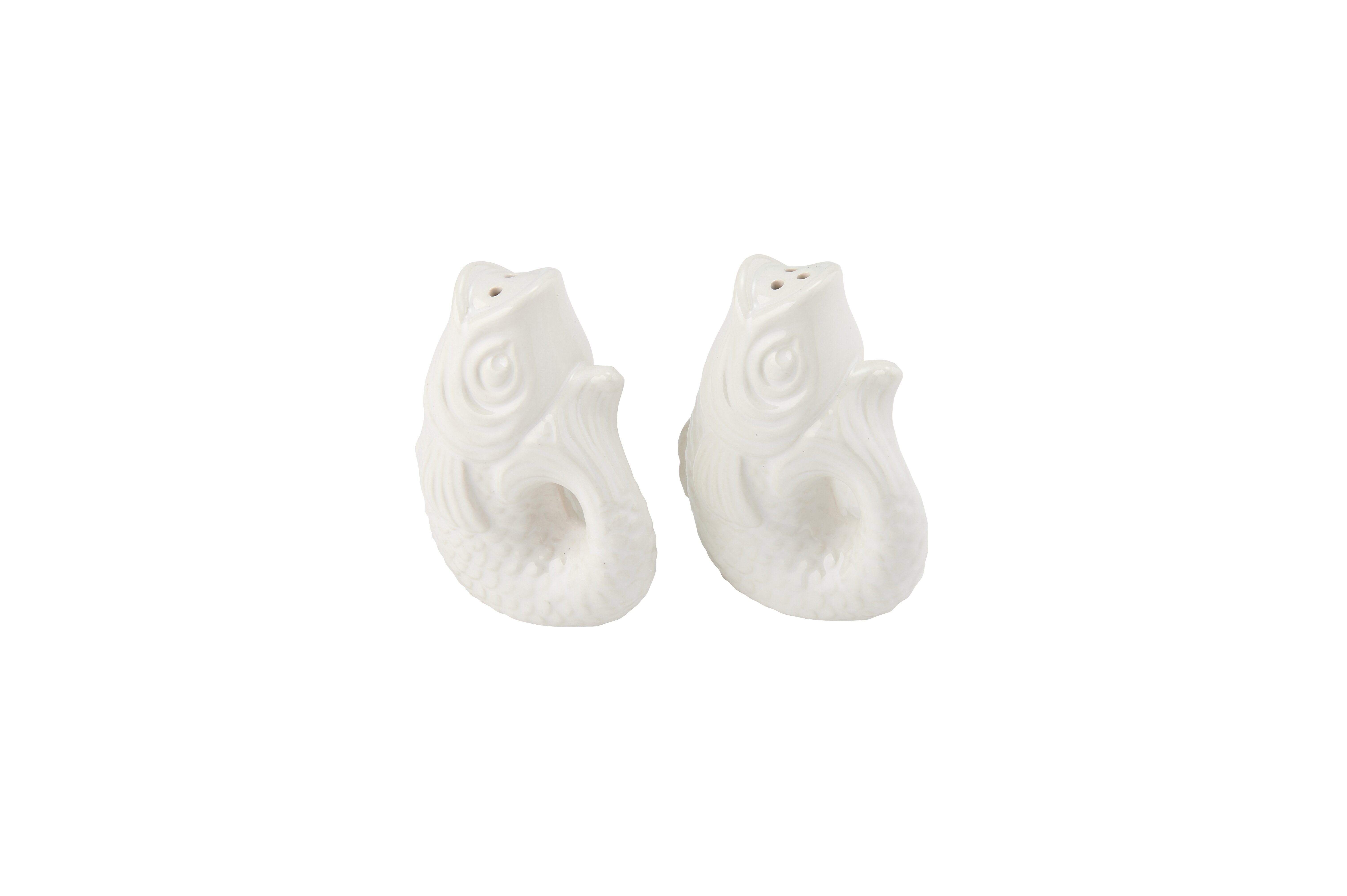 Monsieur Carafon, fish, salt-/pepper shaker set of 2pcs., white