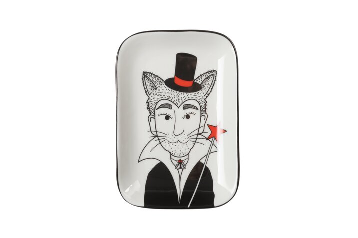 Love Plates, deco plate M, porcelain, man with fox ears, white