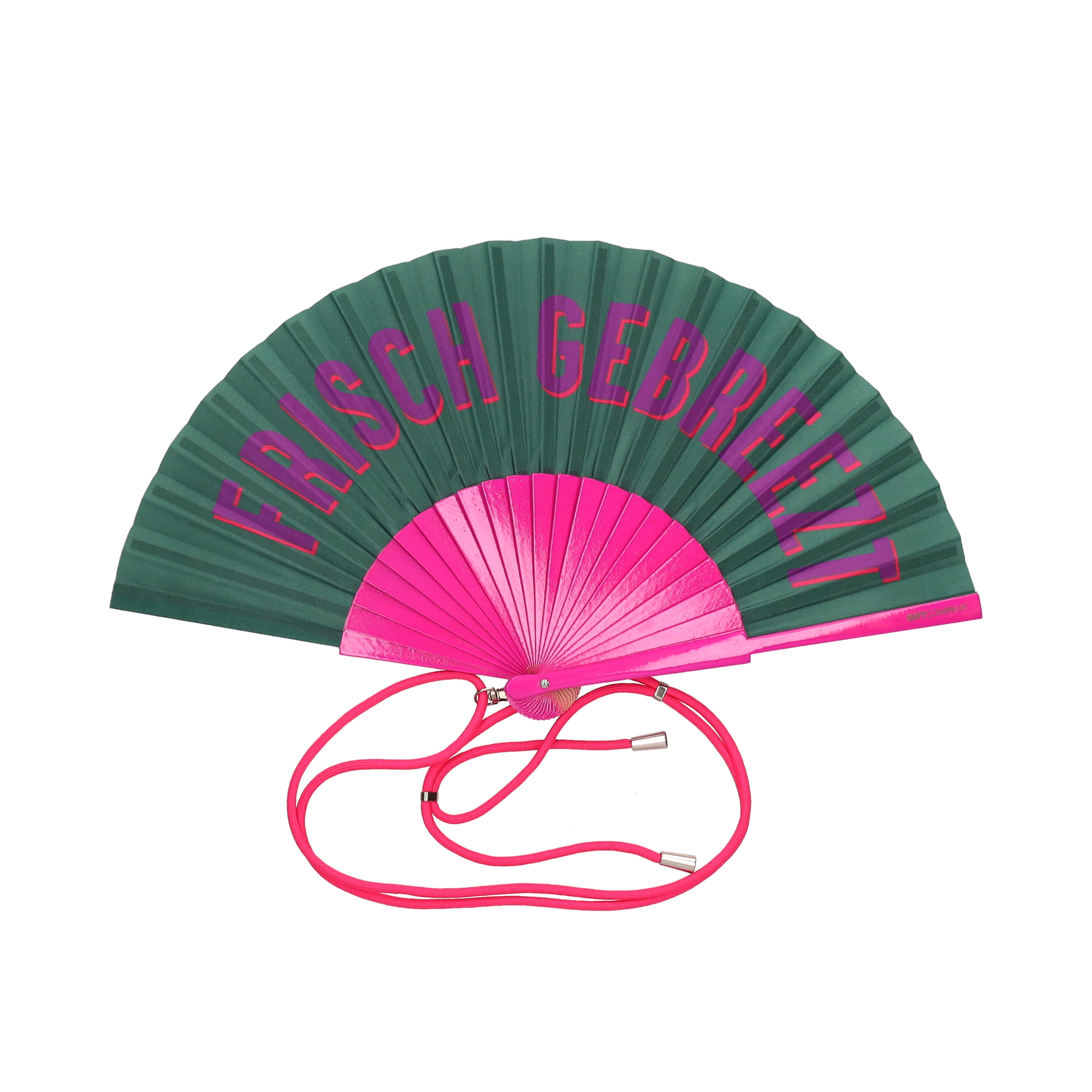 Fififan, Fan, 23cm, motive: Frisch Gebreezt, green/pink