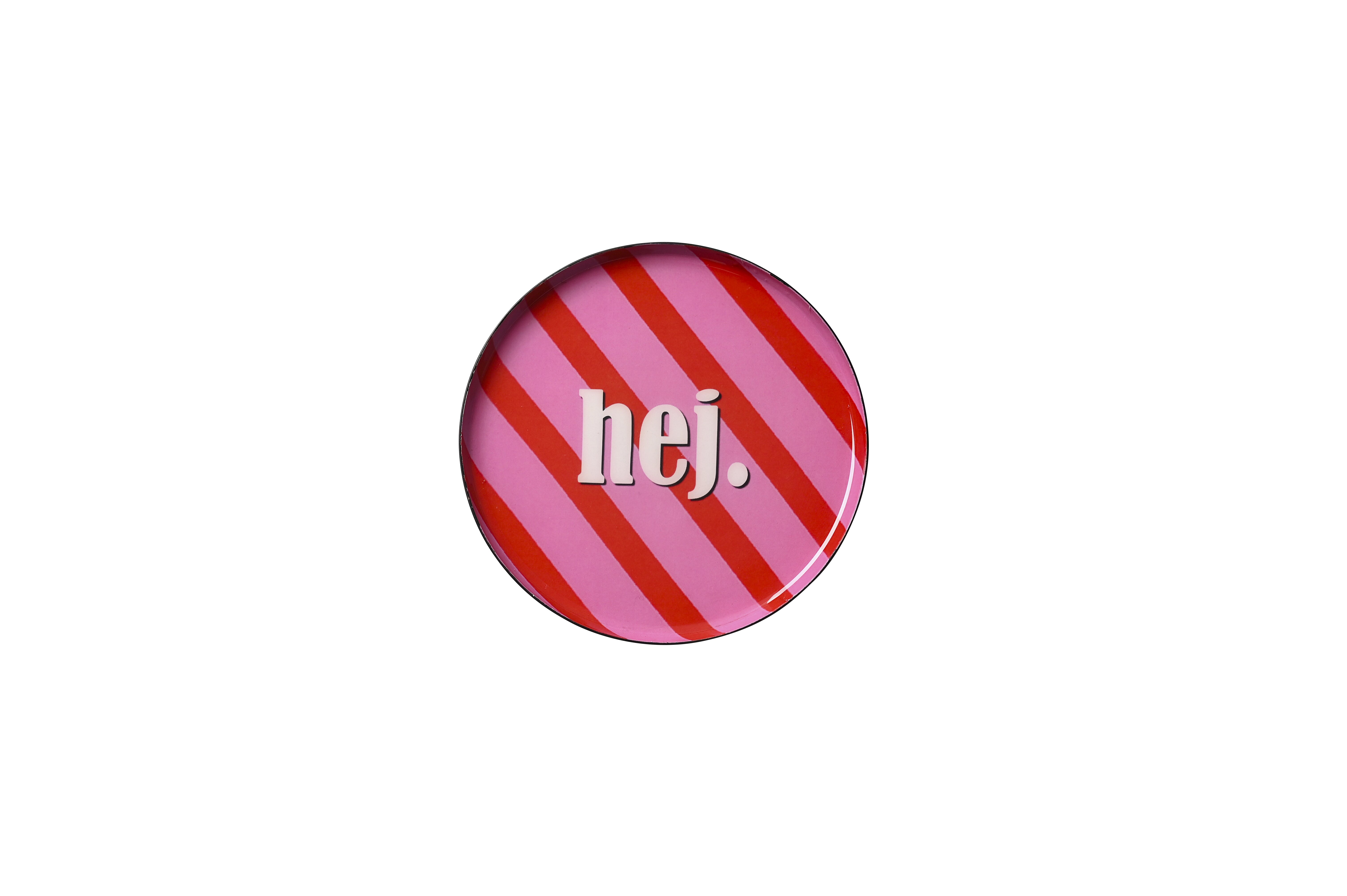 Love Trays, Dekotablett, XS, Hej, rund, pink