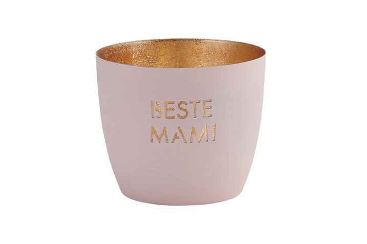Madras, Windlicht, M, Motiv: Beste Mami, pastellrosa/gold
